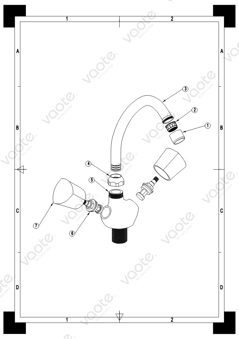 kitchen brass cartridge sink faucet structure