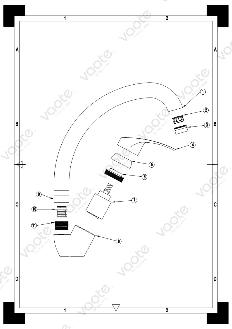 single lever deck mounted high quality sink mixer structure