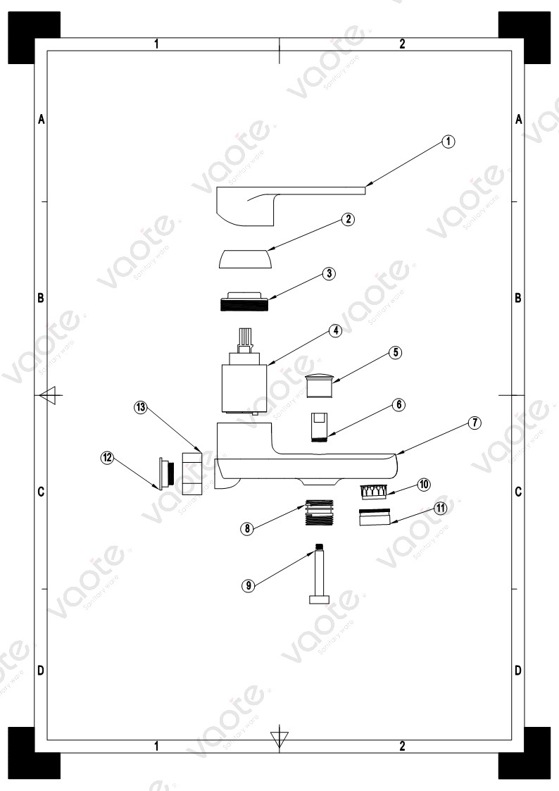 VT15601 bath mixer shower head mixer single lever bathroom faucet sanitary ware ceramic cartridge brass body structure