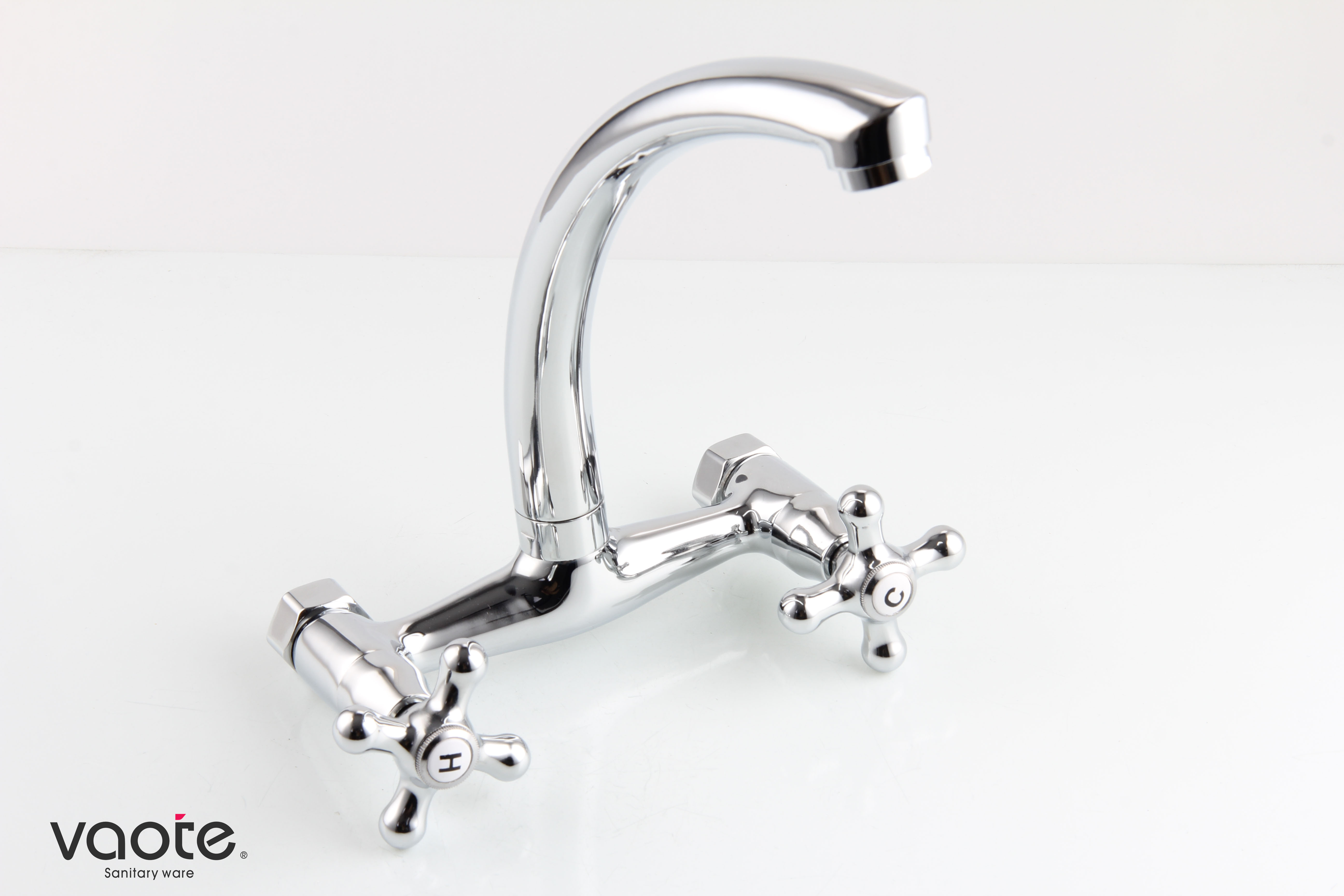 double handle wall mounted kitchen faucet