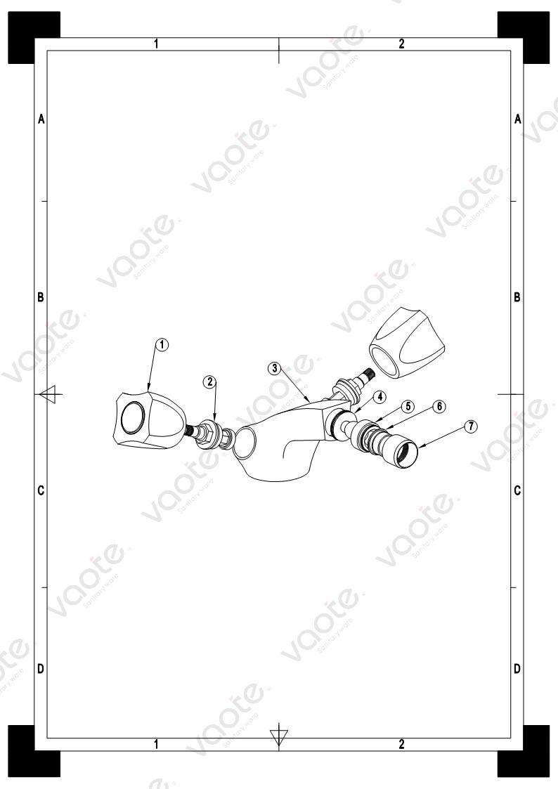 the structure of double handle bidet faucet