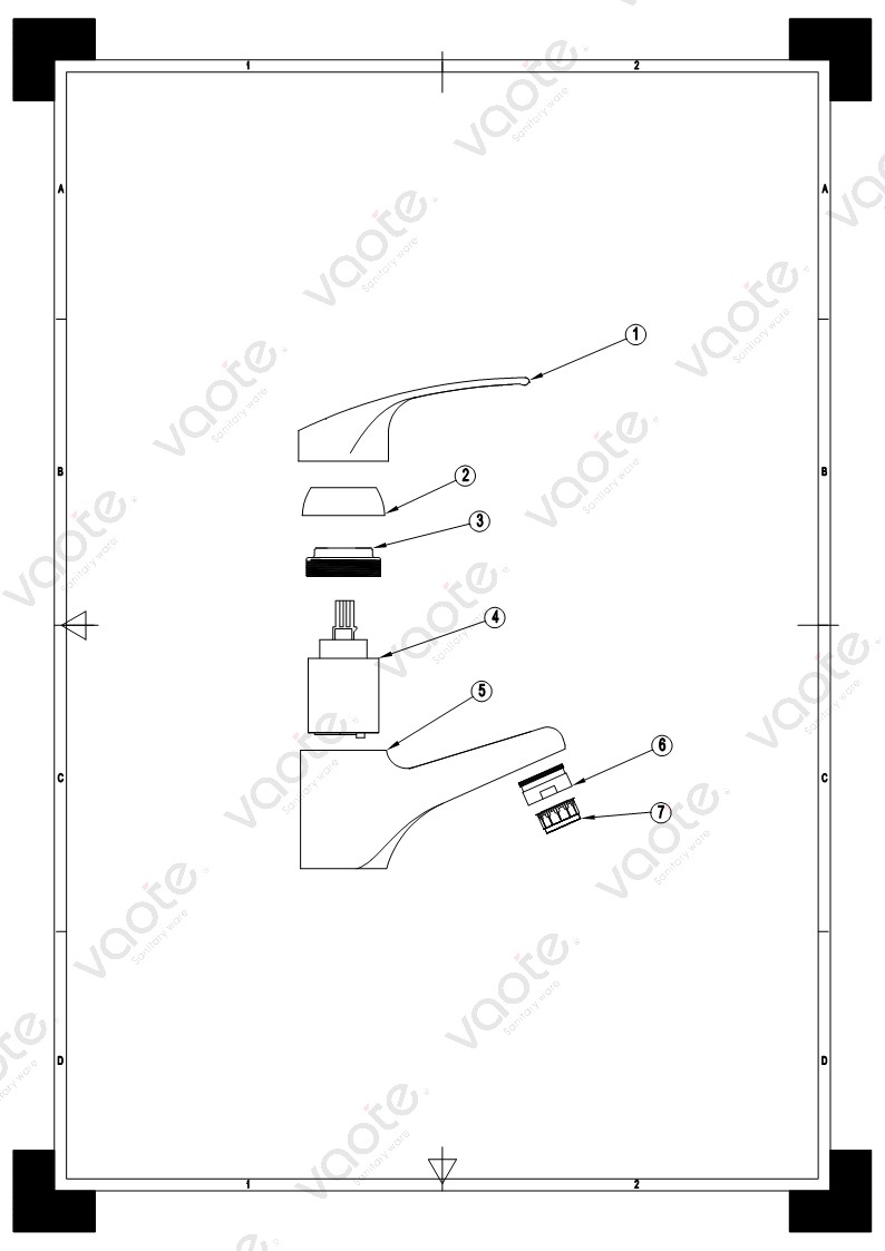single lever deck mounted brass material basin mixer
