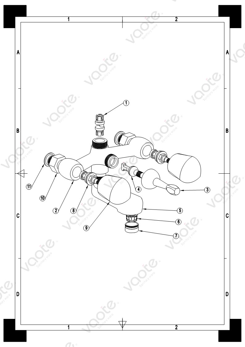 the structure of double handel bath mixer