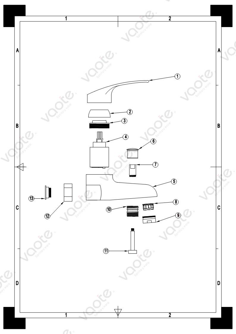 single lever bathroom bath mixer structure