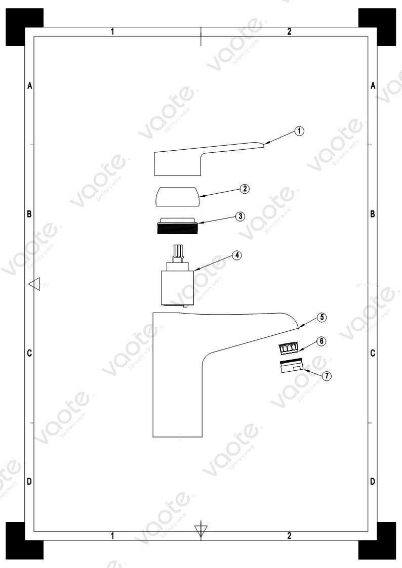 the structure of single lever bathroom basin mixer faucet