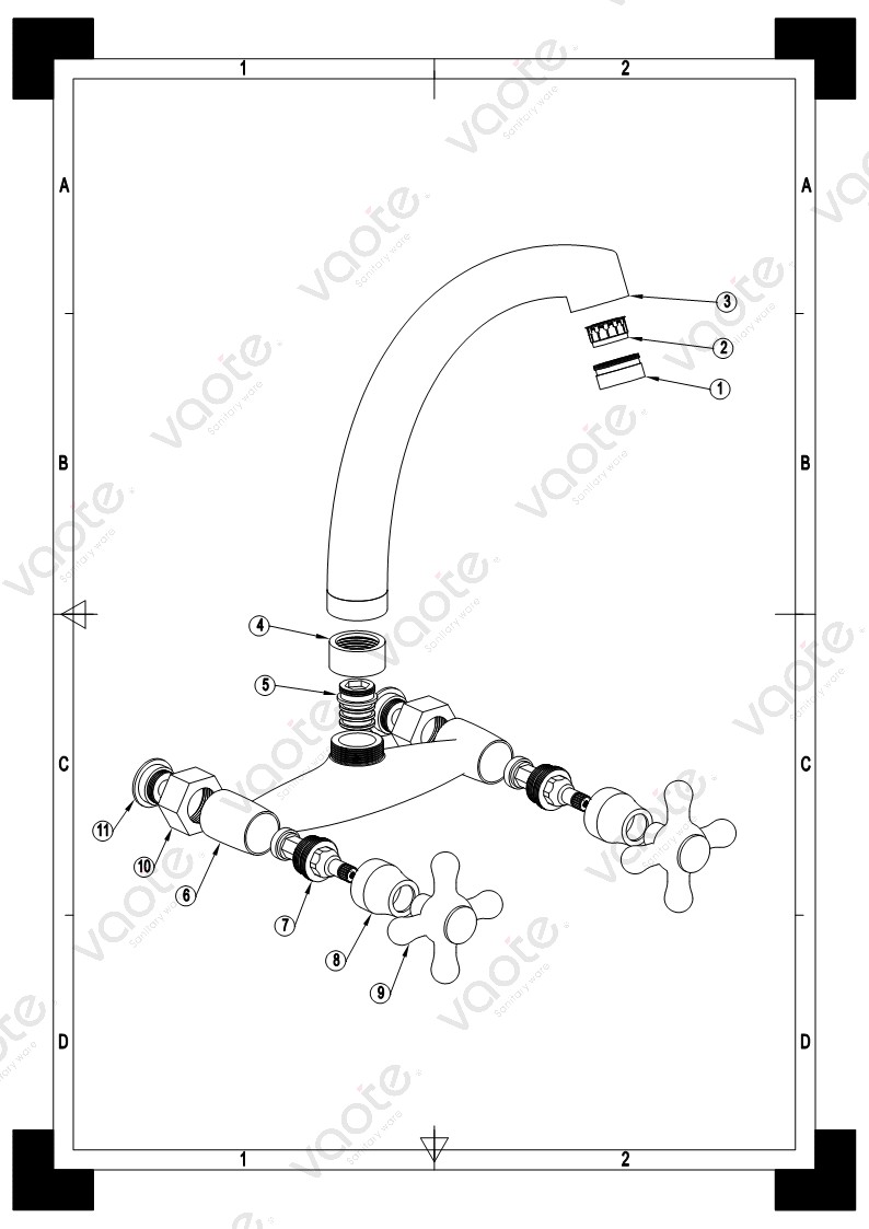 the structure of kitchen and bathroom faucet