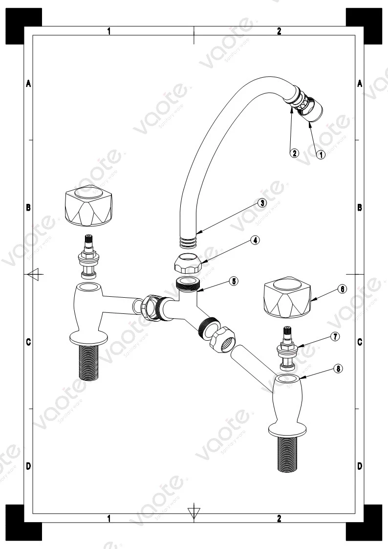 the structure of sink mixer faucet