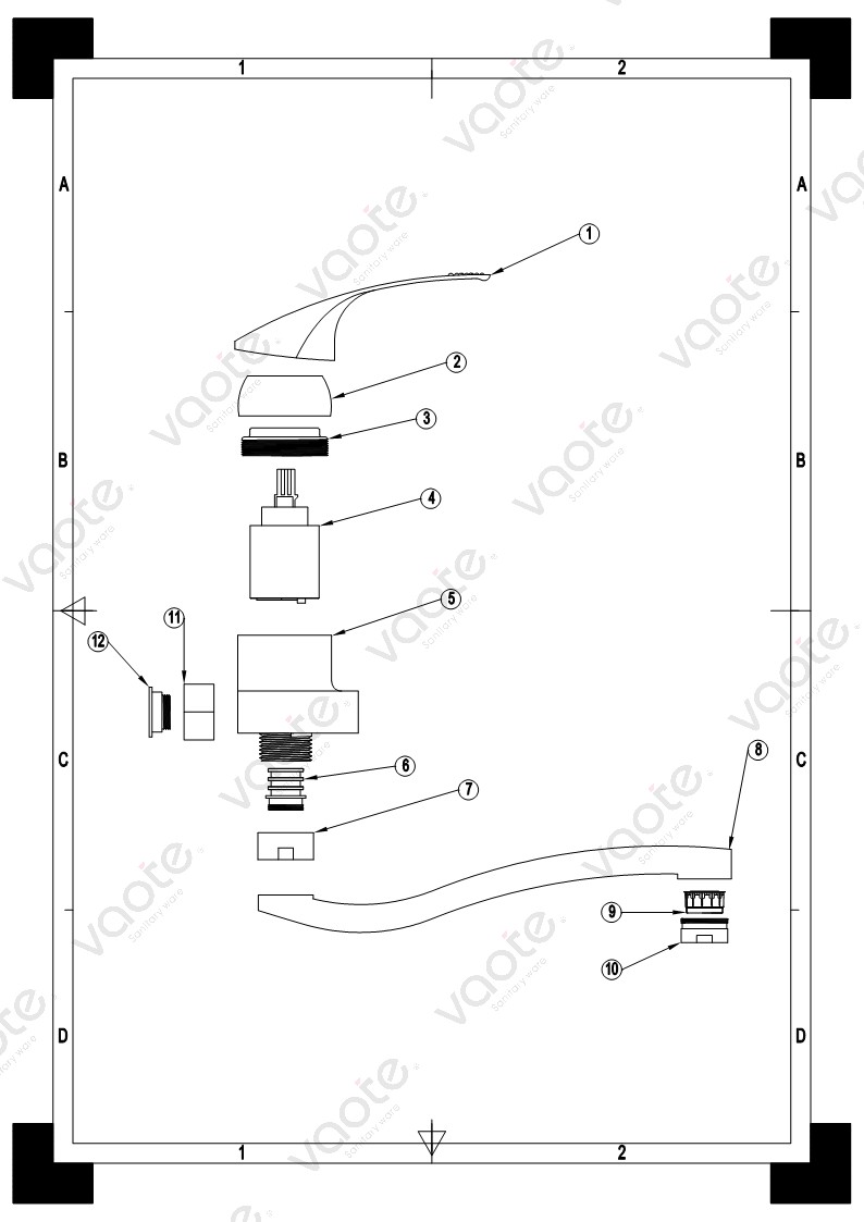 single lever wall mounted kitchen faucet structure