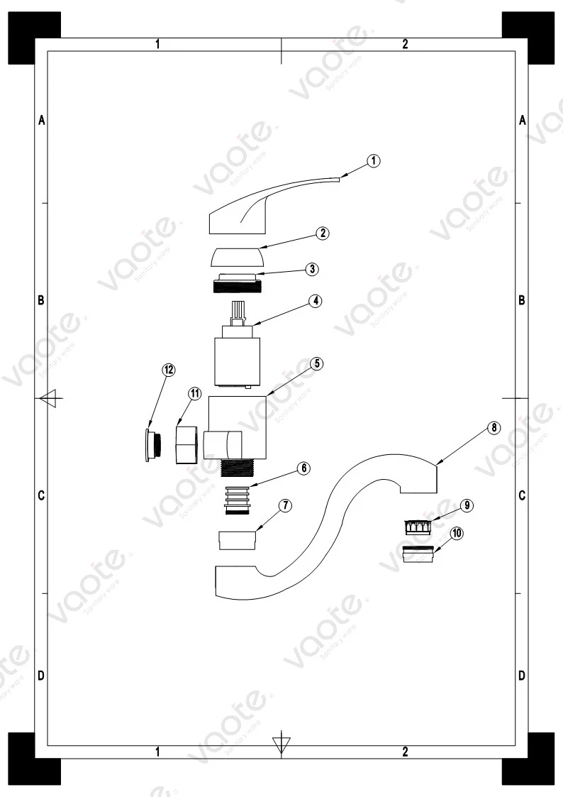 single lever wall mounted high quality kitchen mixer structure