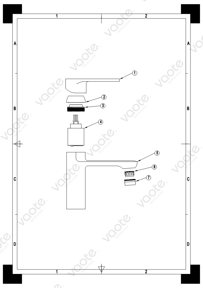 the structure of single lever deck mounted basin mixer