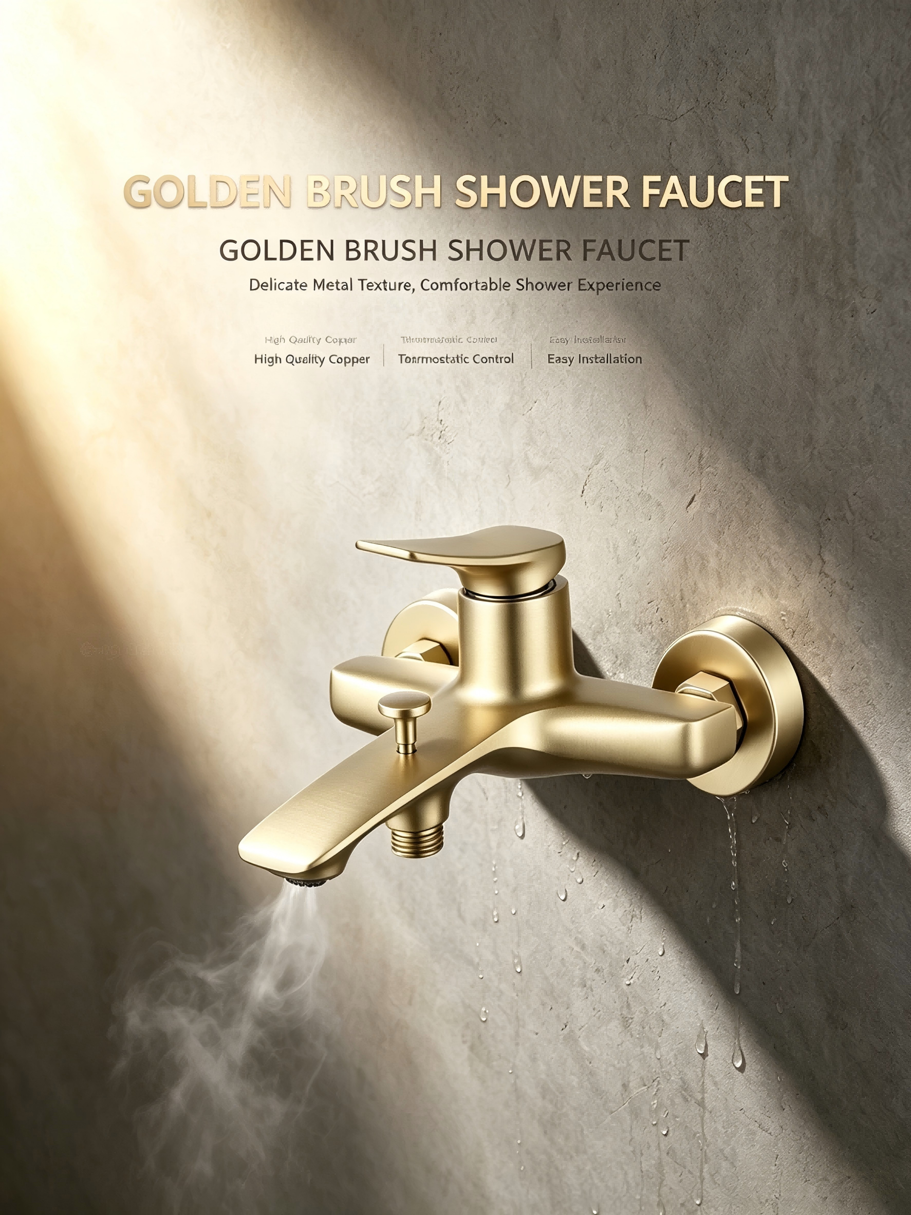 Golden brush shower faucet