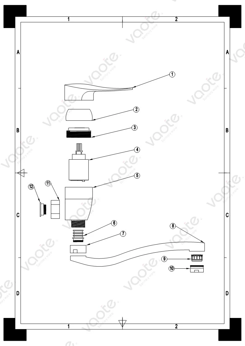 VT17202 Vaote flexible kitchen faucet wall mounted mixer structure