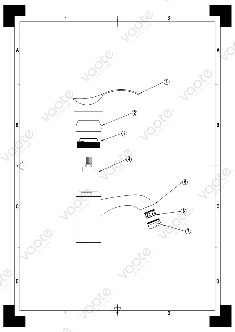 single lever brass body basin mixer tap structure