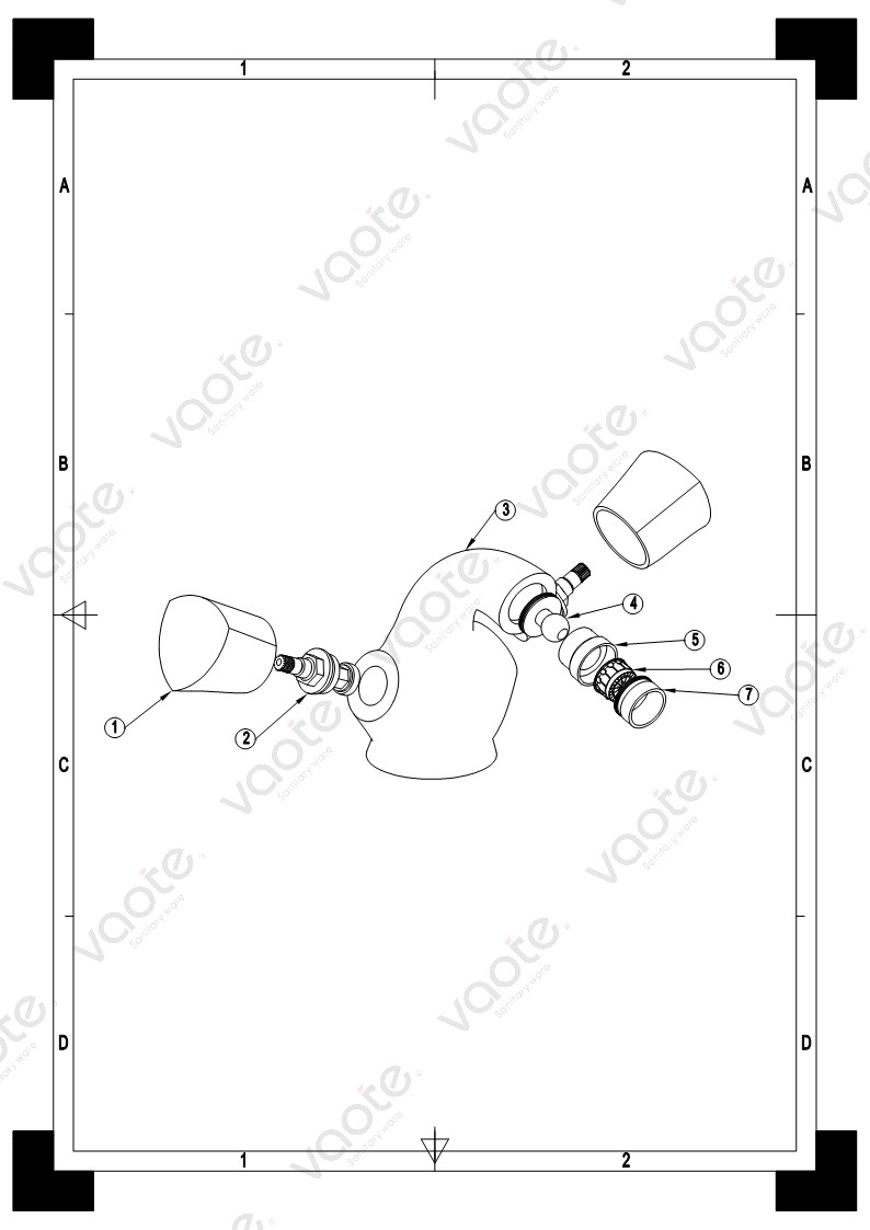 the structure of double handle bidet faucet
