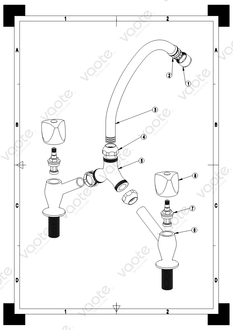 VT61906 sanitary ware deck mounted faucet high quality sink mixer structure
