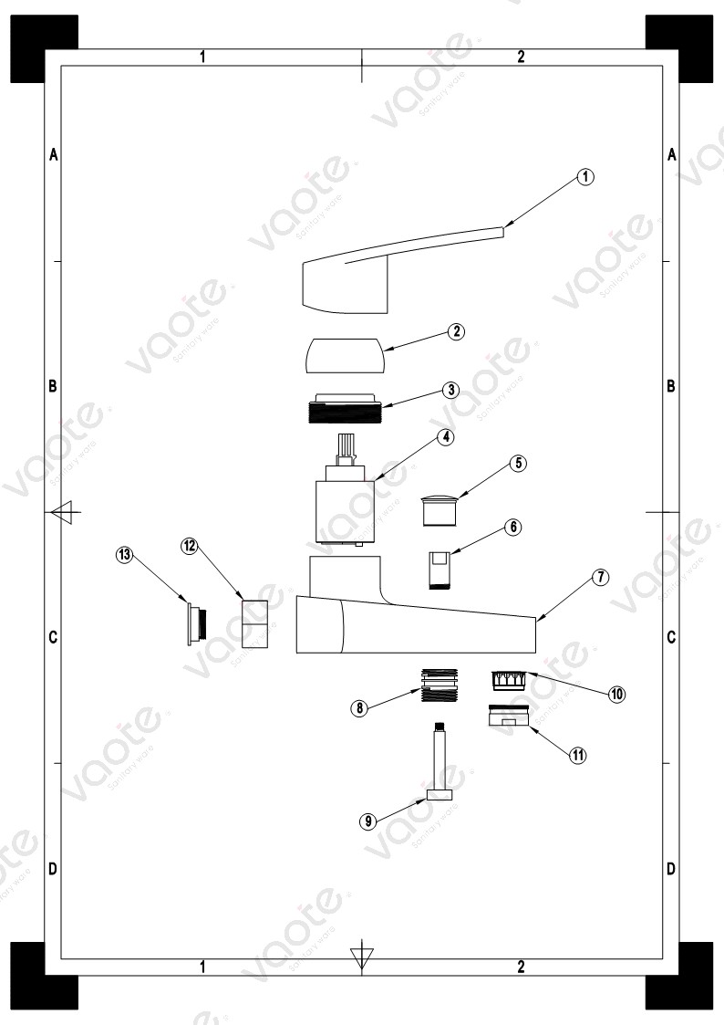 VT15101 single lever bathroom faucet sanitary ware ceramic cartridge faucet brass body bath mixer structure