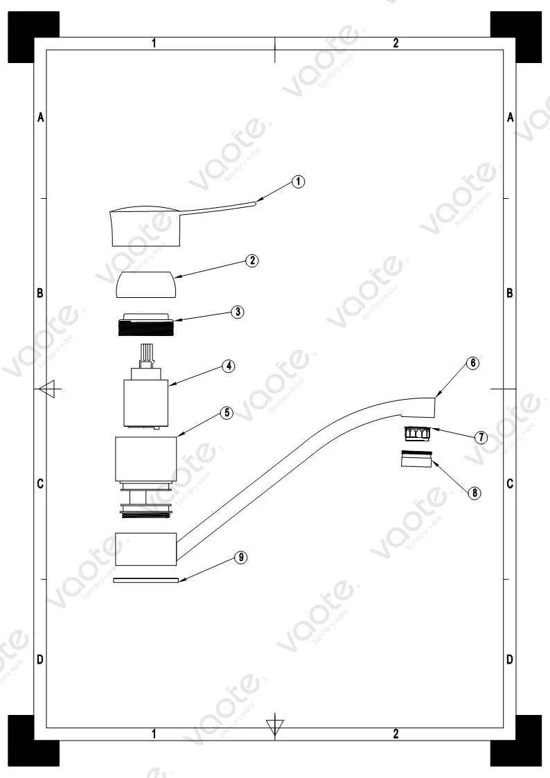 the structure of double handle kitchen faucet