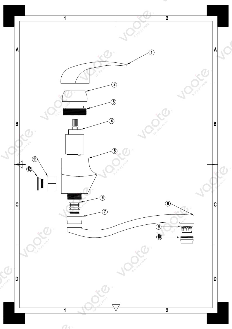 VT12302 Vaote kitchen faucet wall mounted modern kitchen taps mixer brass material sanitary ware structure