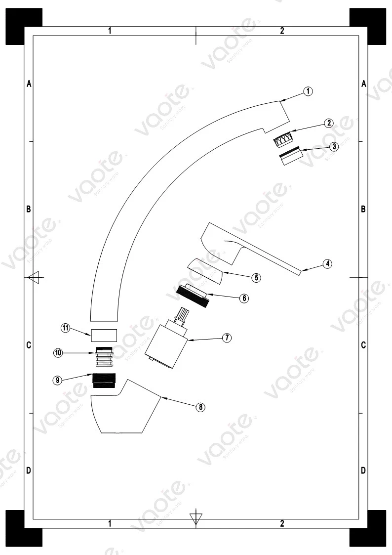 Vaote VT15606 brass material high quality sink mixer faucet structure