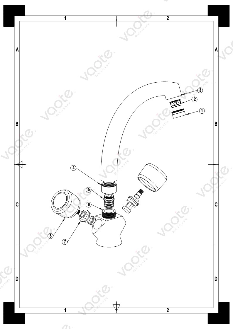 the structure of double handle kitchen mixer