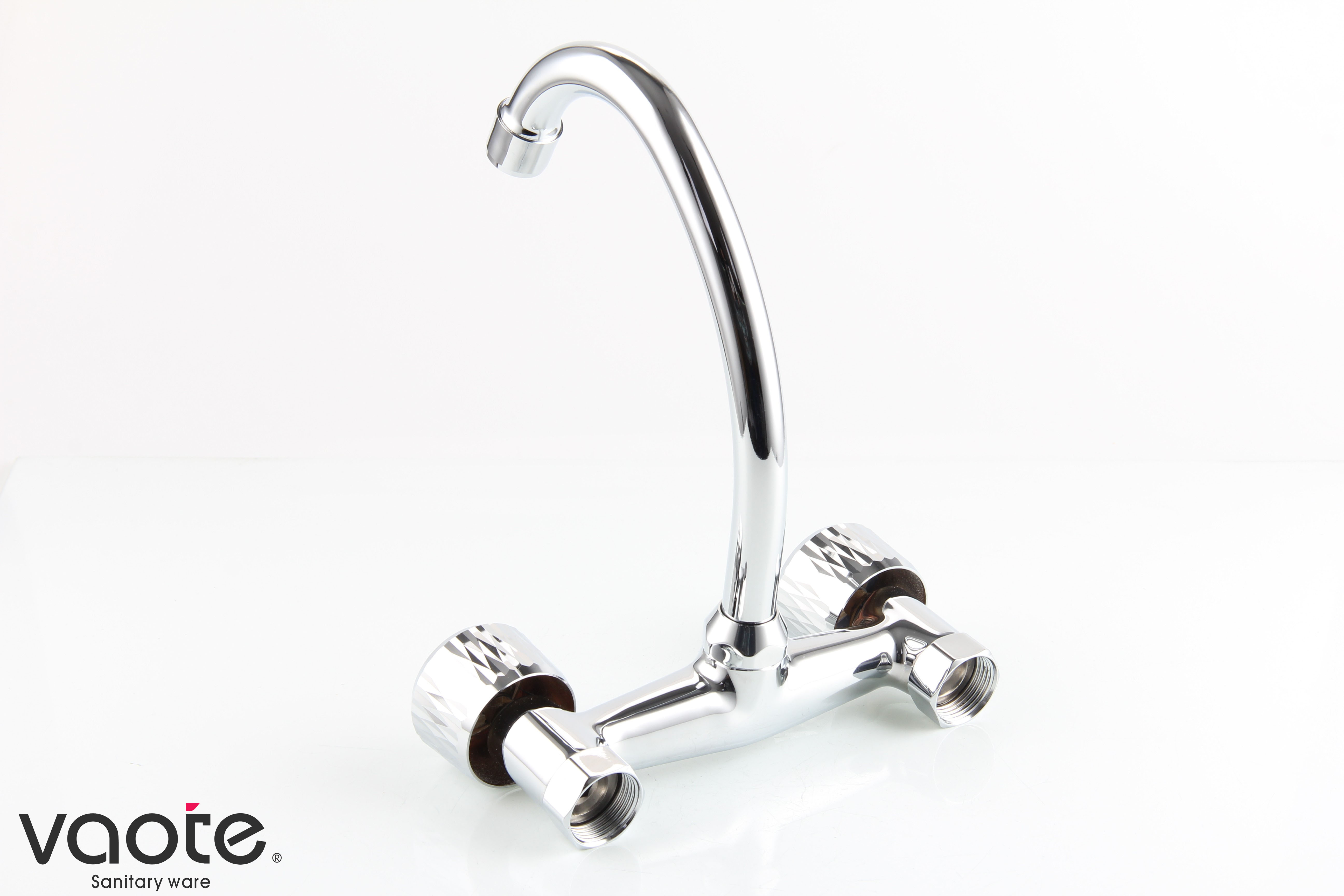 brass body double handle wall mounted kitchen faucet
