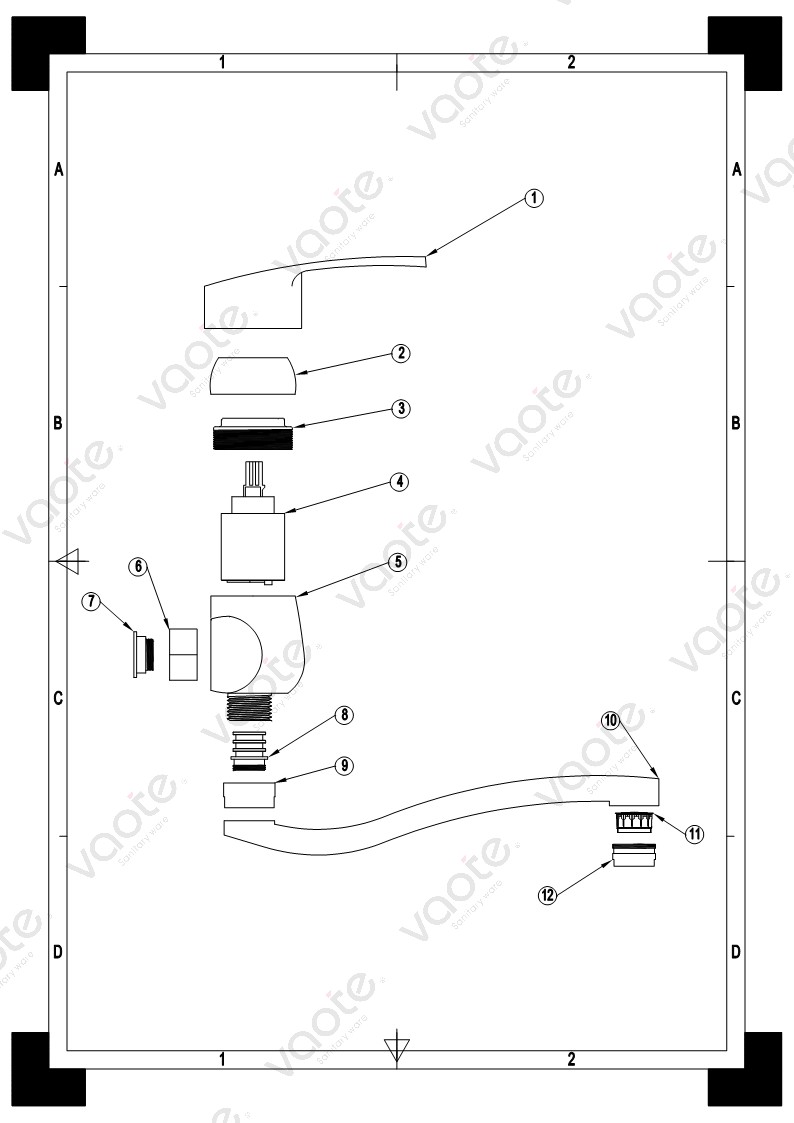 VT11002 Vaote kitchen faucet mixer wall mounted sanitary ware building materia modern kitchen taps structure