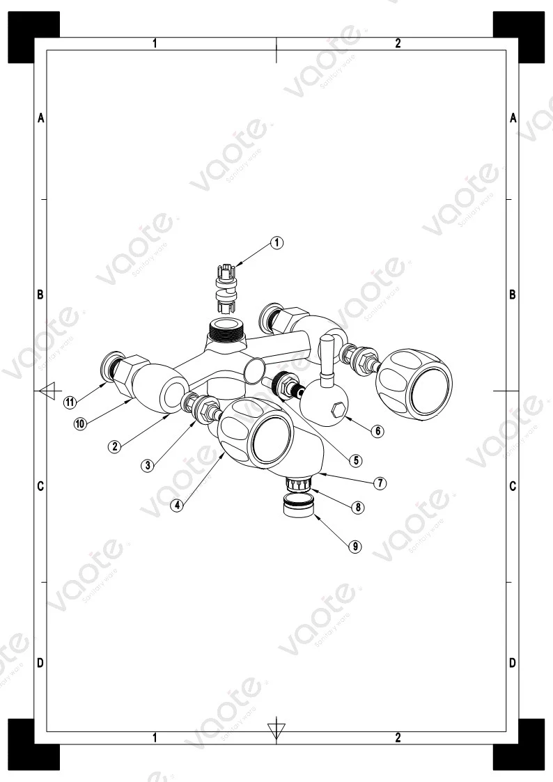 the structure of double handle bathroom faucet