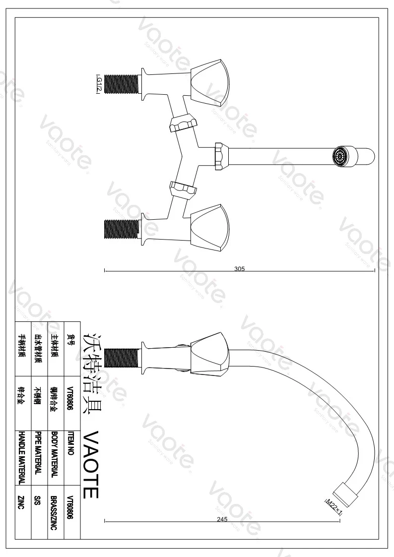 double handle brass material faucet structure