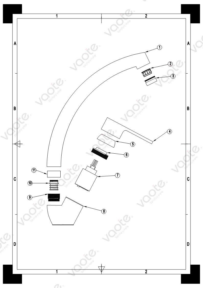 Vaote faucet VT14306 sanitary ware single lever deck mounted brass material high quality sink mixer structure