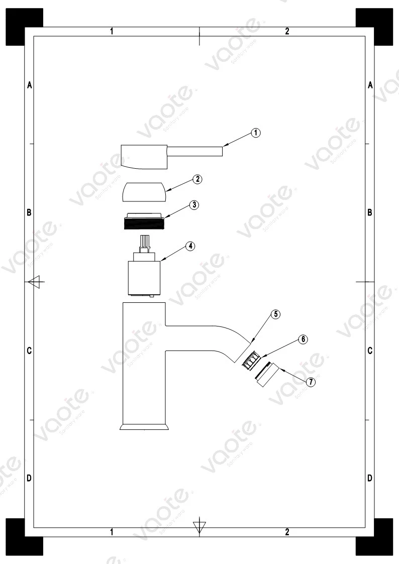 the structure of single lever brass material basin faucet