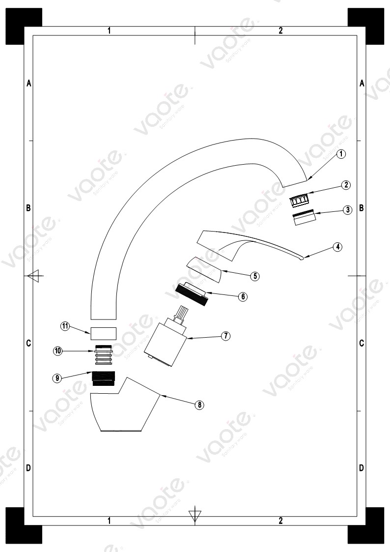 single lever high quality sink mixer structure