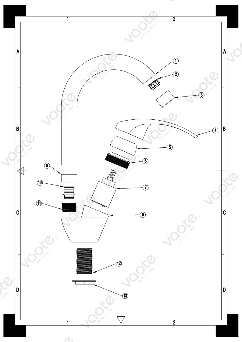 sanitary ware single lever deck mounted brass material high quality sink mixer faucet product structure