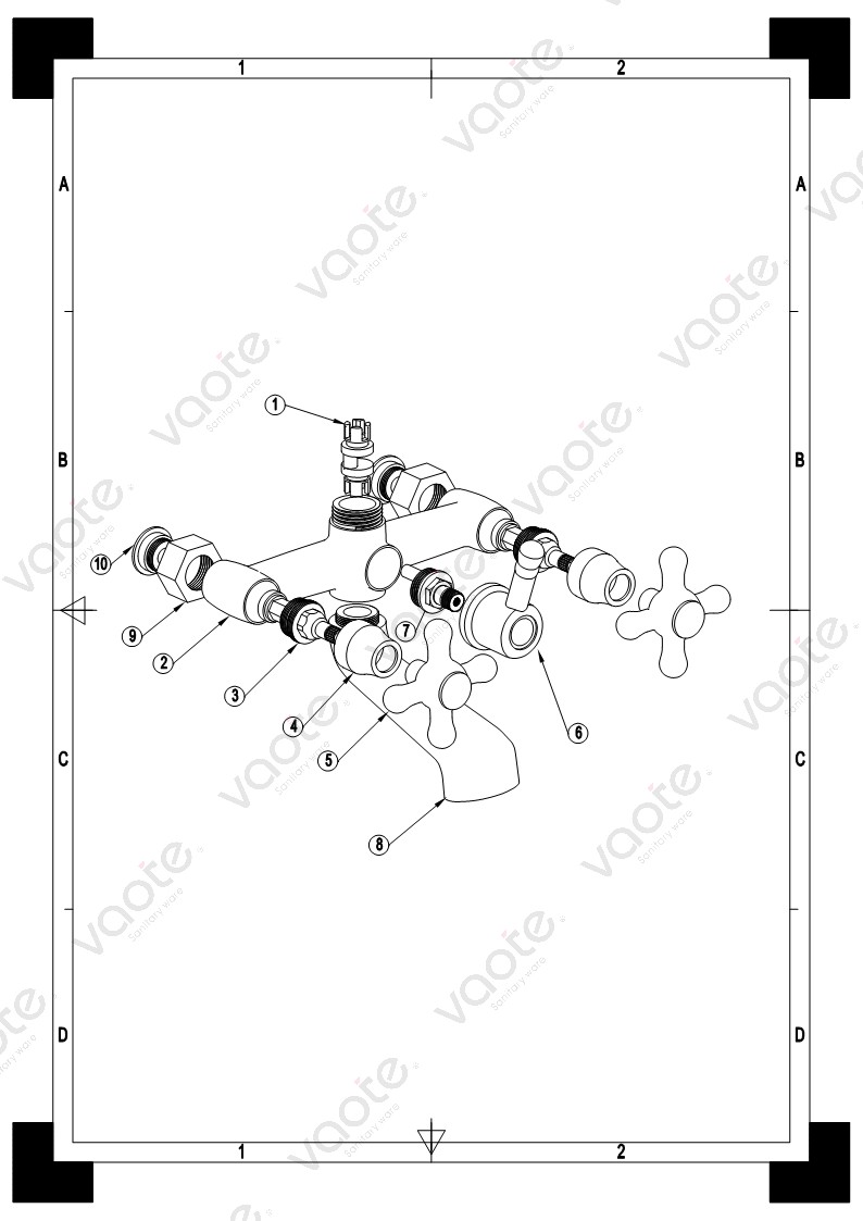 the structure of wall mounted shower mixer faucet
