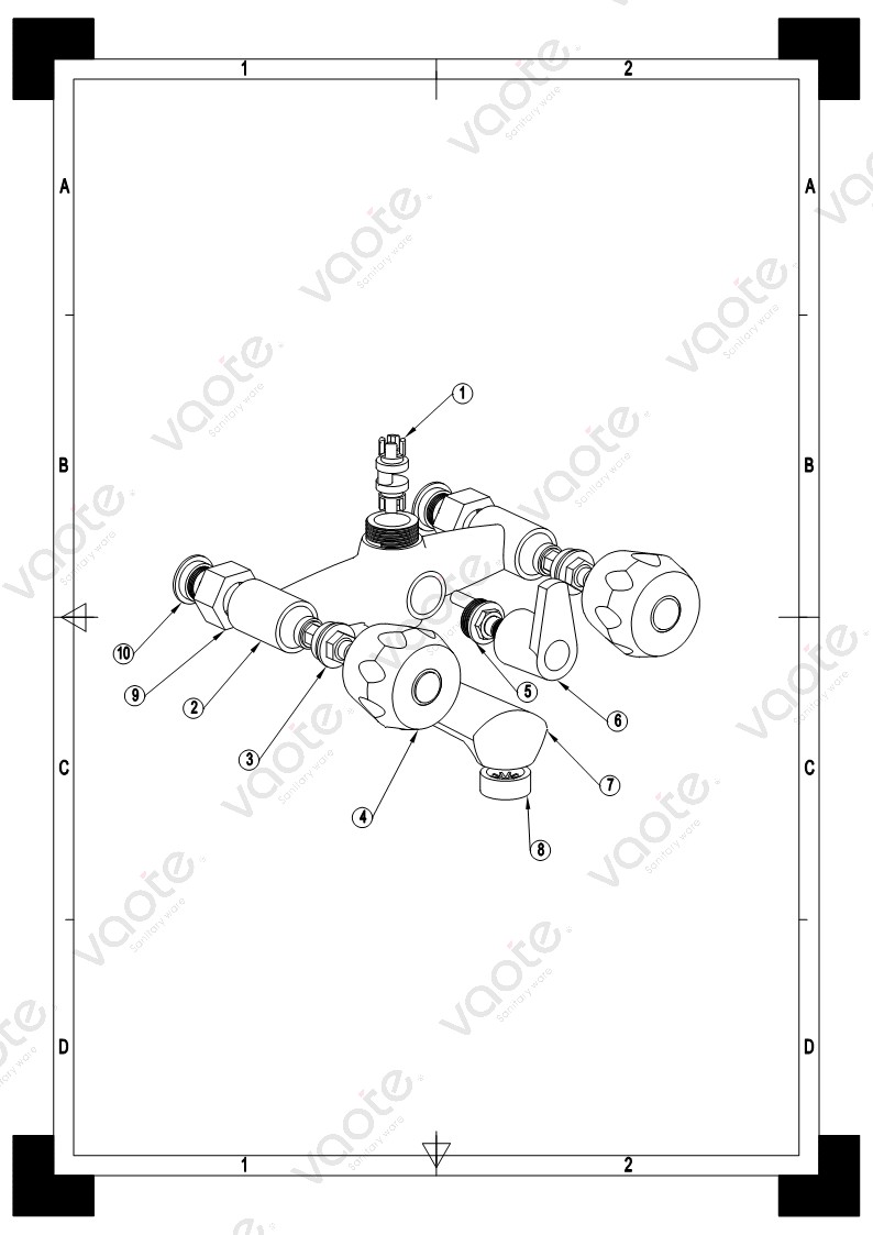 the structure of double handle brass cartridge faucet