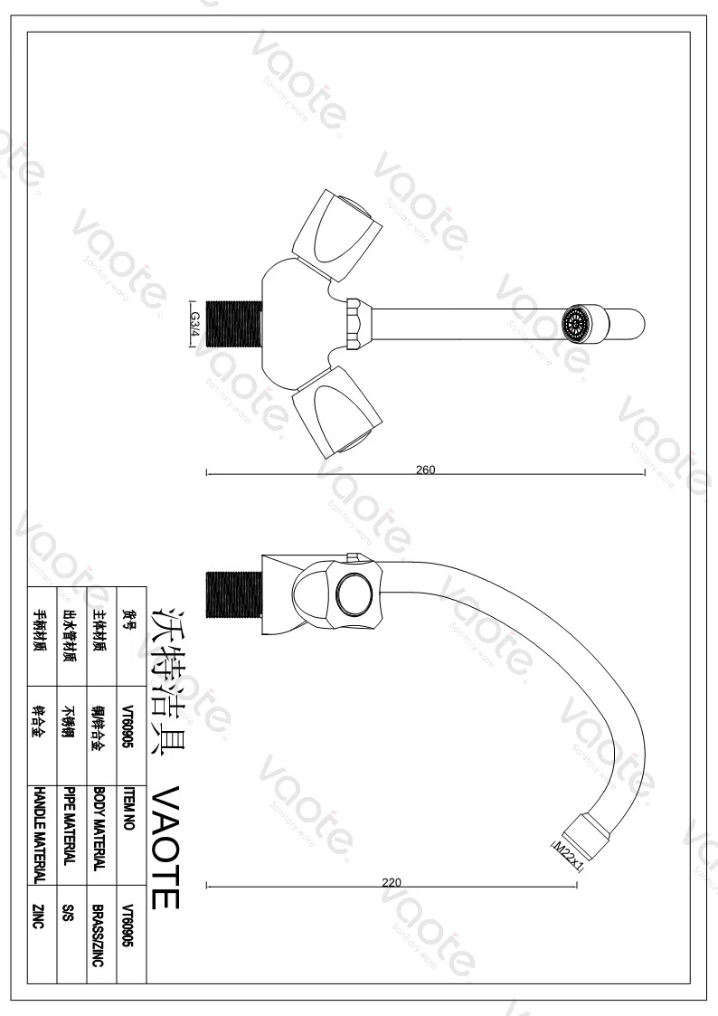 the structure of double handle mixer taps