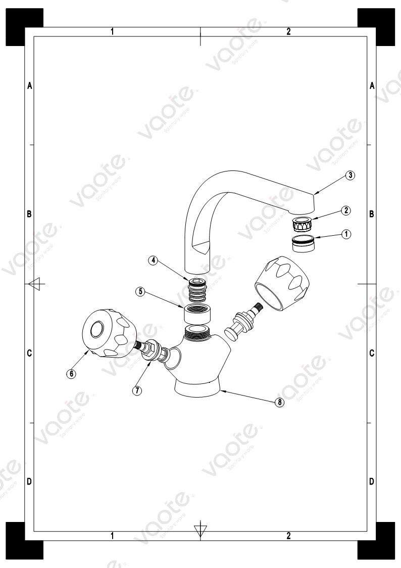 the structure of double handle kitchen mixer