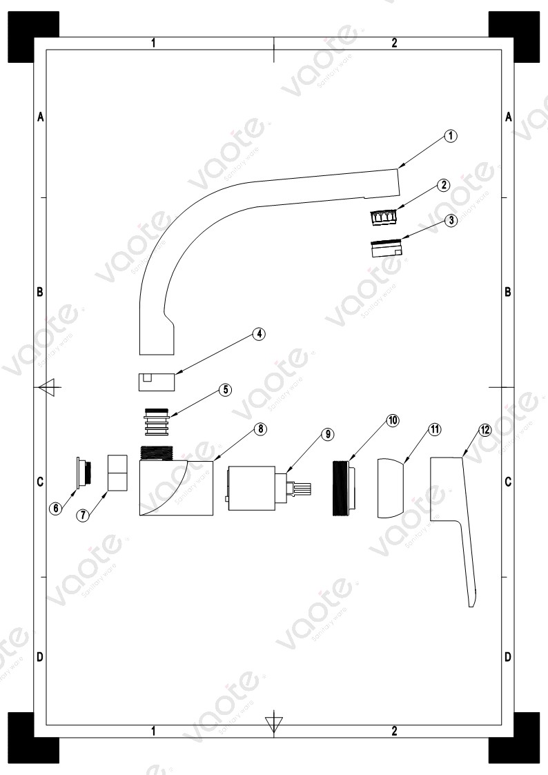 VT11702 Vaote modern kitchen taps kitchen faucet mixer wall mounted sanitary ware flexible kitchen faucet structure