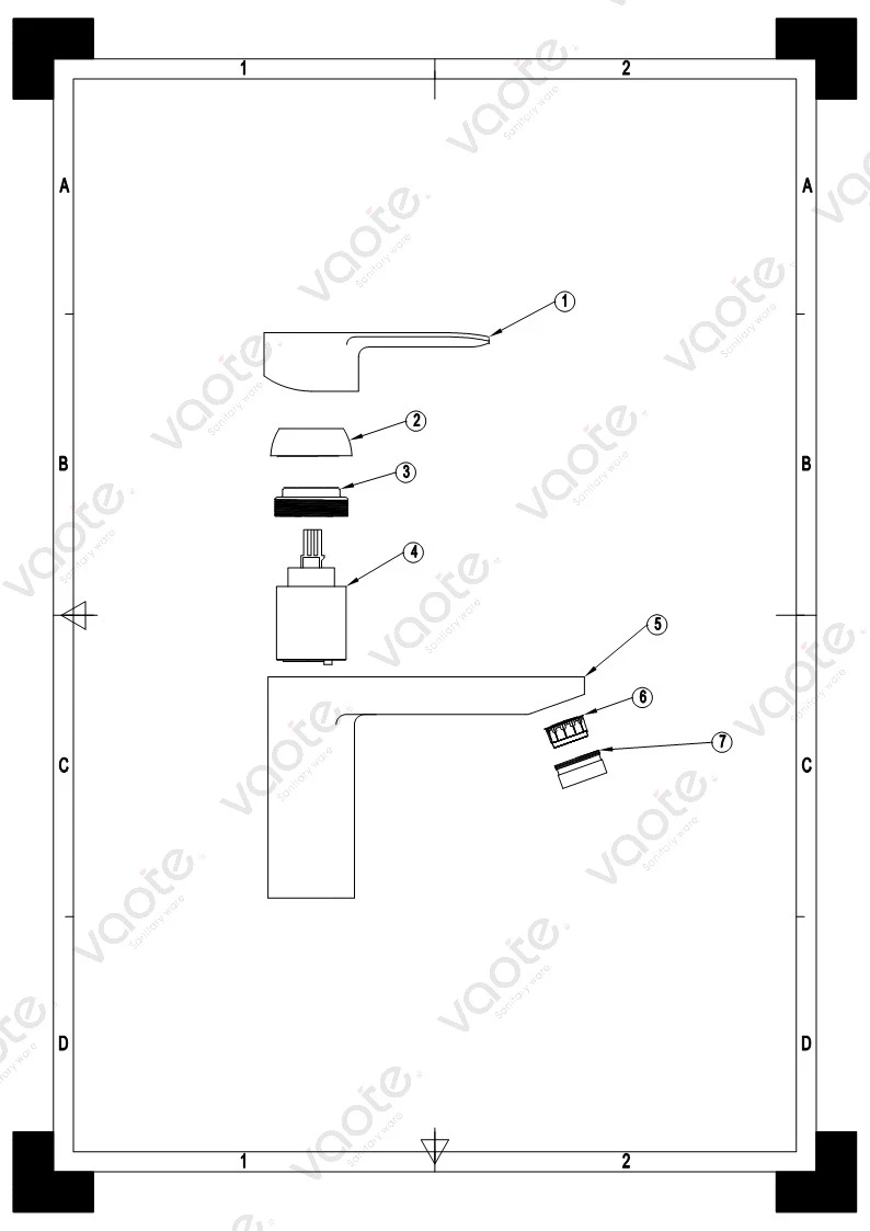 VT17103 single lever brass material basin mixer sanitary ware faucet deck mounted structure