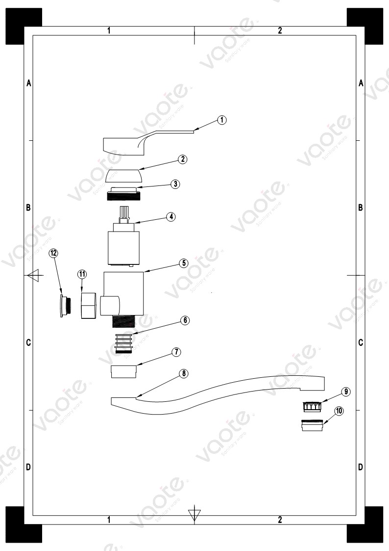 single lever brass body ceramic cartridge kitchen faucet structure