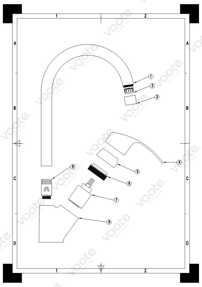 Vaote VT14506 deck mounted brass material high sanitary ware single lever quality sink mixer faucet description
