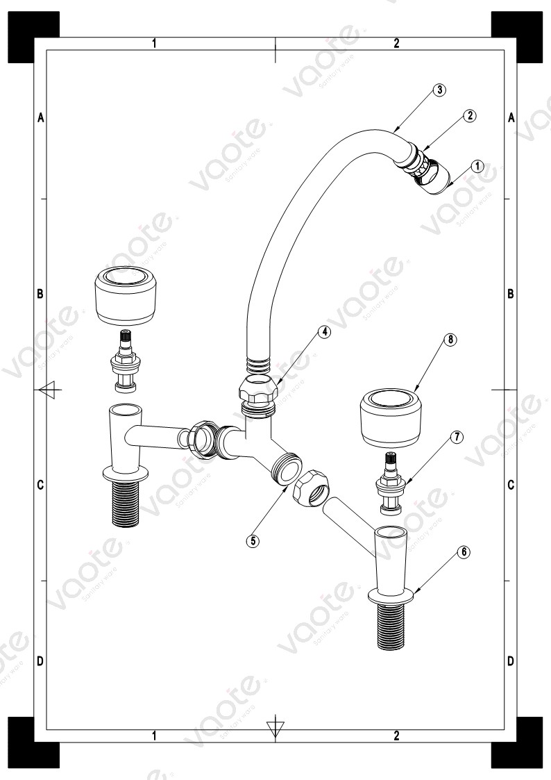 the structure of sink mixer faucet