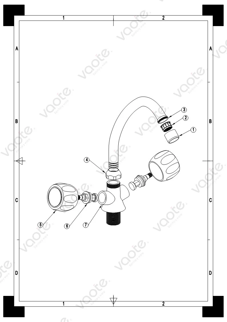 the structure of double handle kitchen mixer