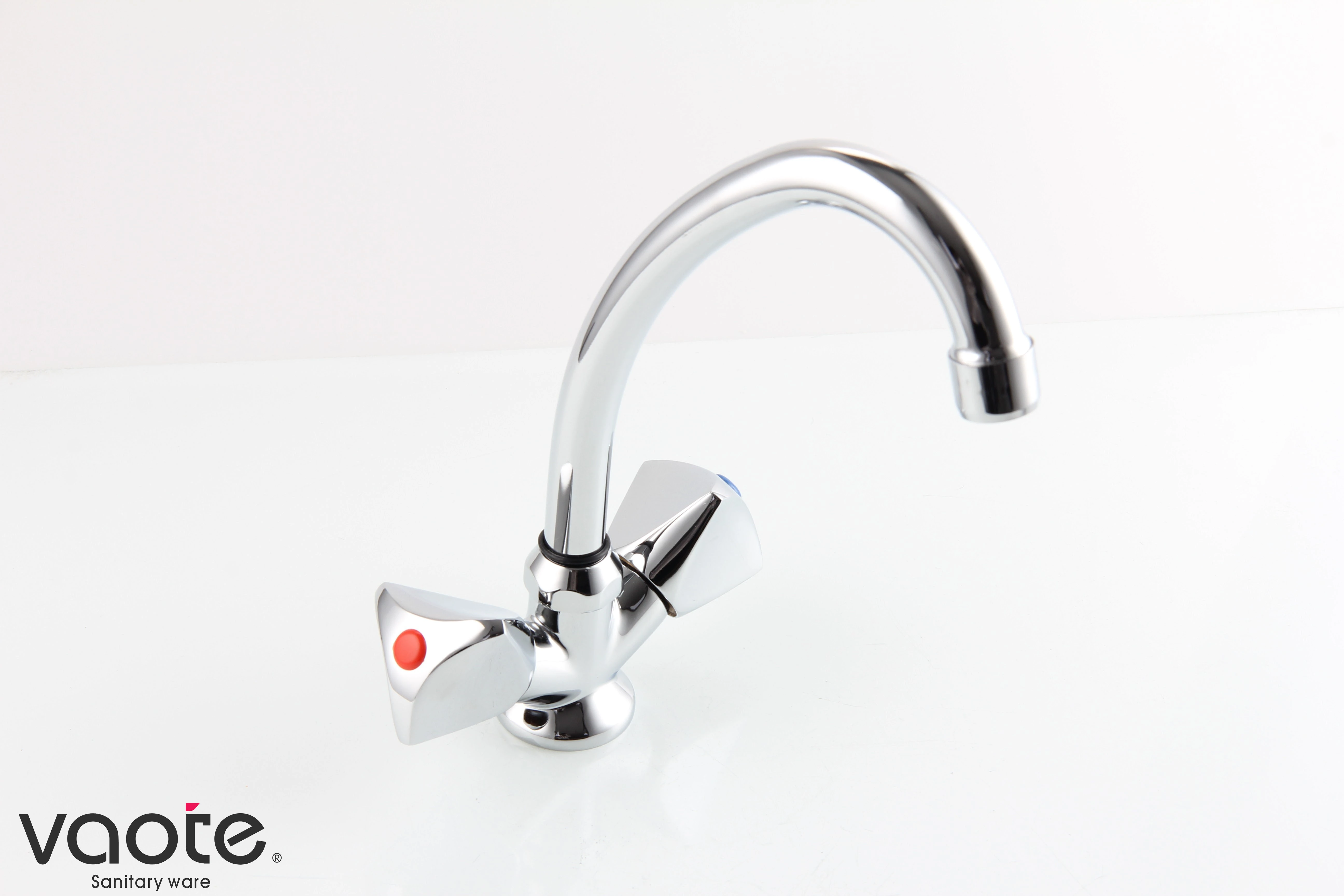 double handle deck mounted kitchen mixer