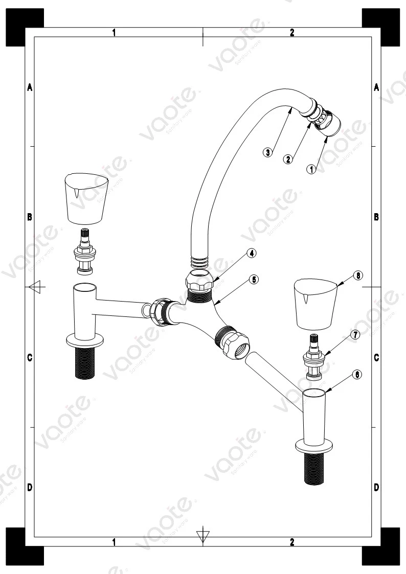 the structure of double handle faucet