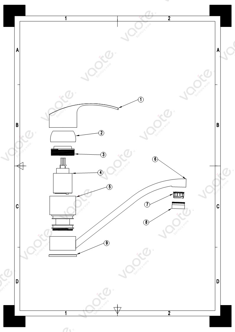 VT14505 single lever brass material sanitary ware sink faucet kitchen mixer structure