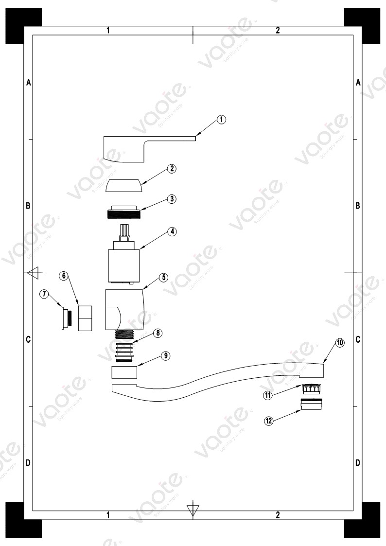 VT14102 kitchen faucet wall mounted mixer Vaote building material fitting structure