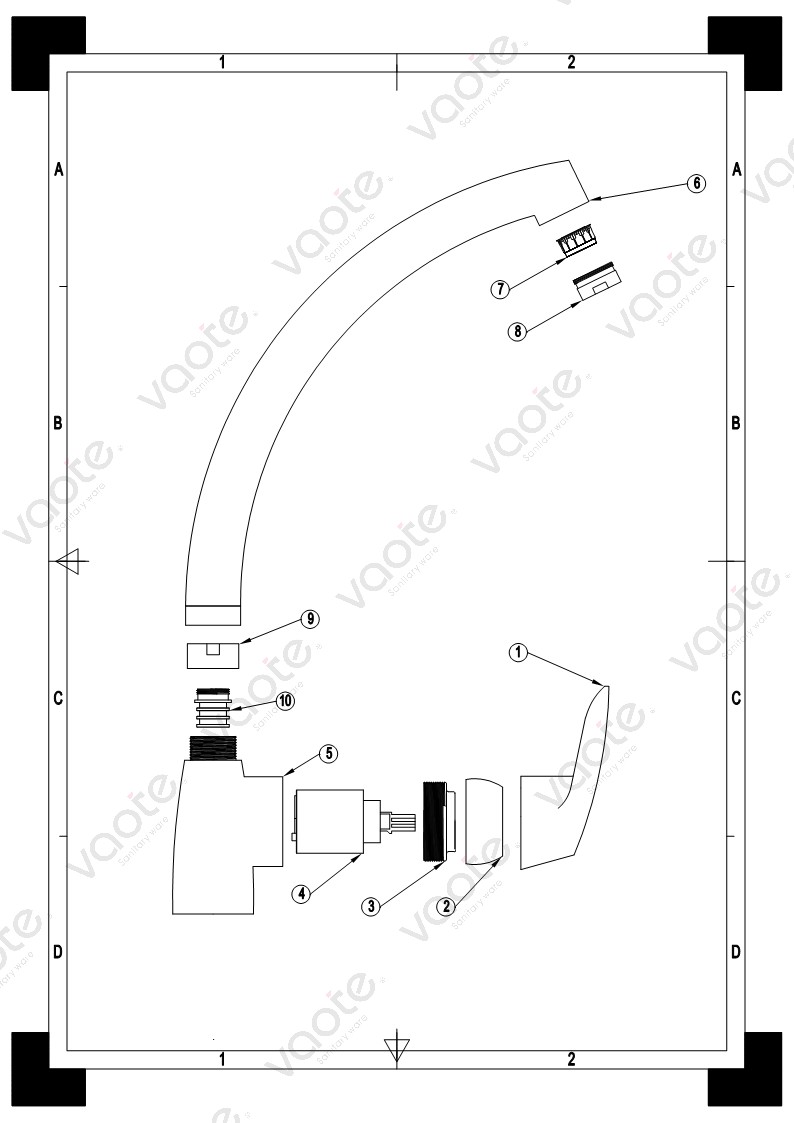 the structure of single lever brass material faucet