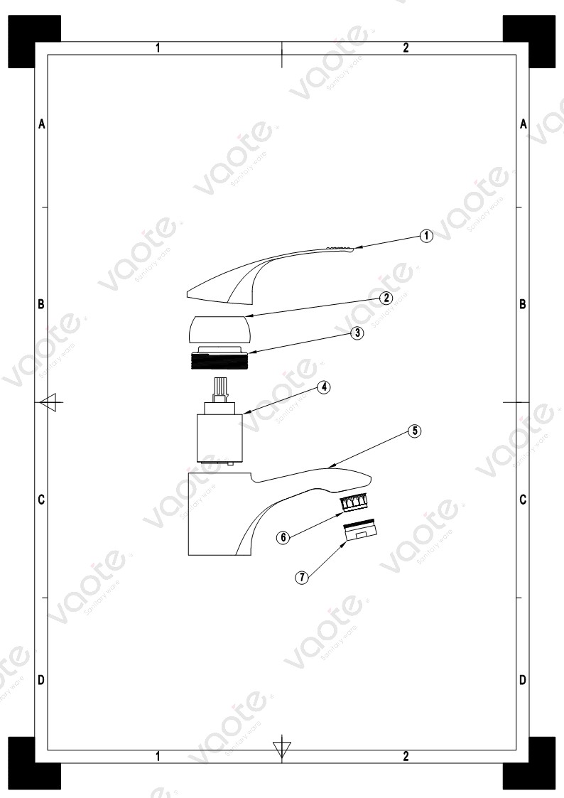 single lever brass material high quality basin mixer structure
