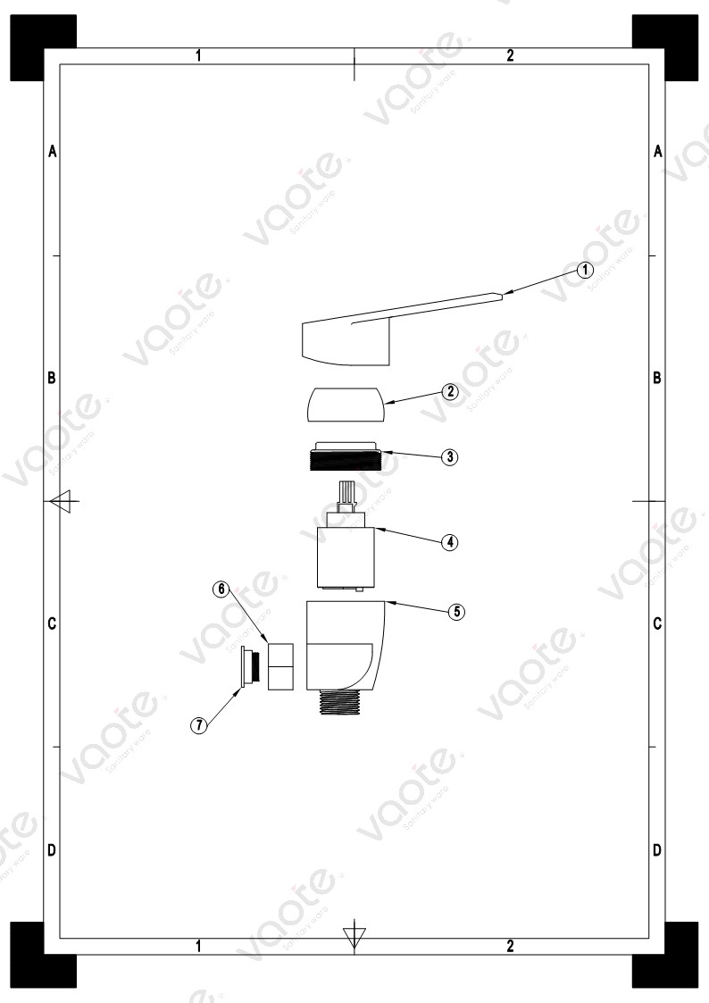 VT15307 single lever bathroom sanitary ware faucet ceramic cartridge shower mixer structure