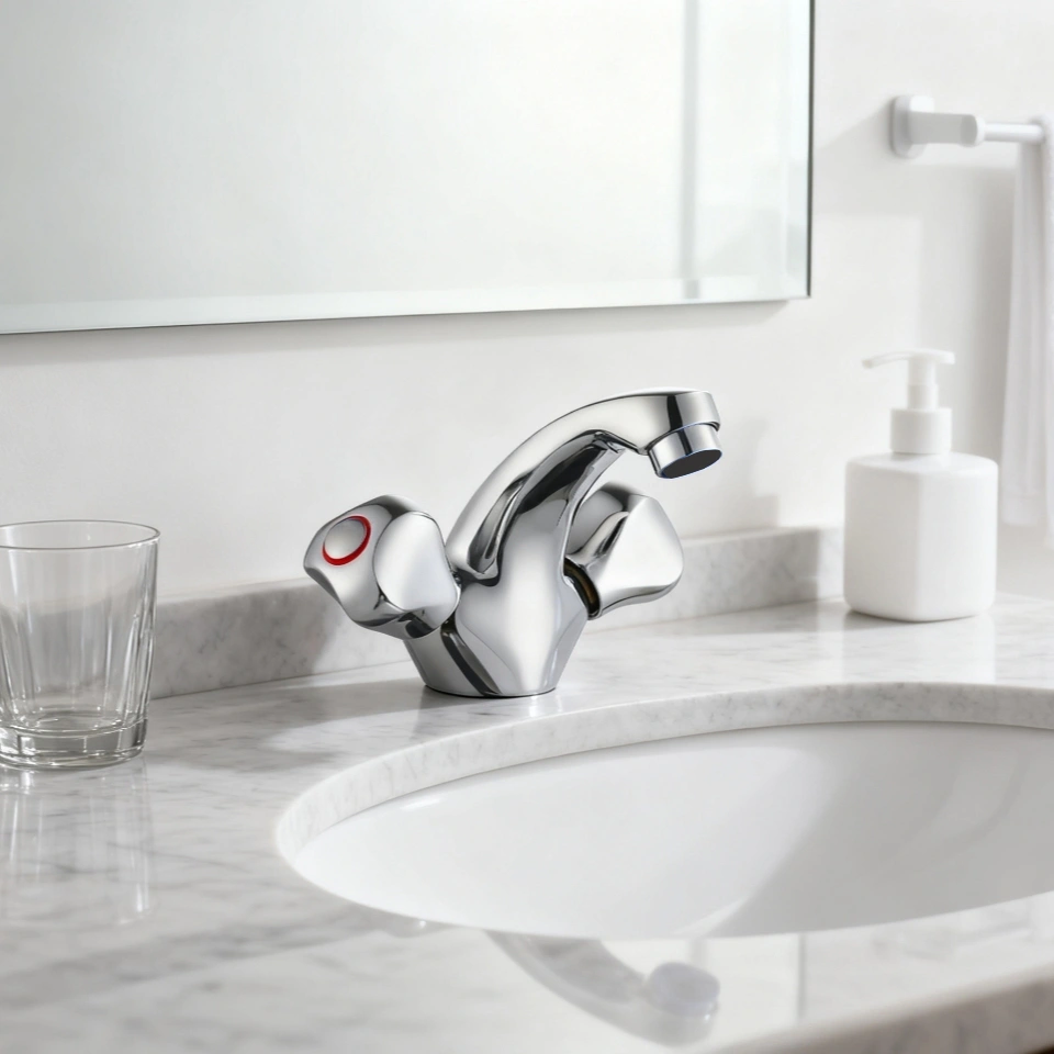basin mixer double handle faucet